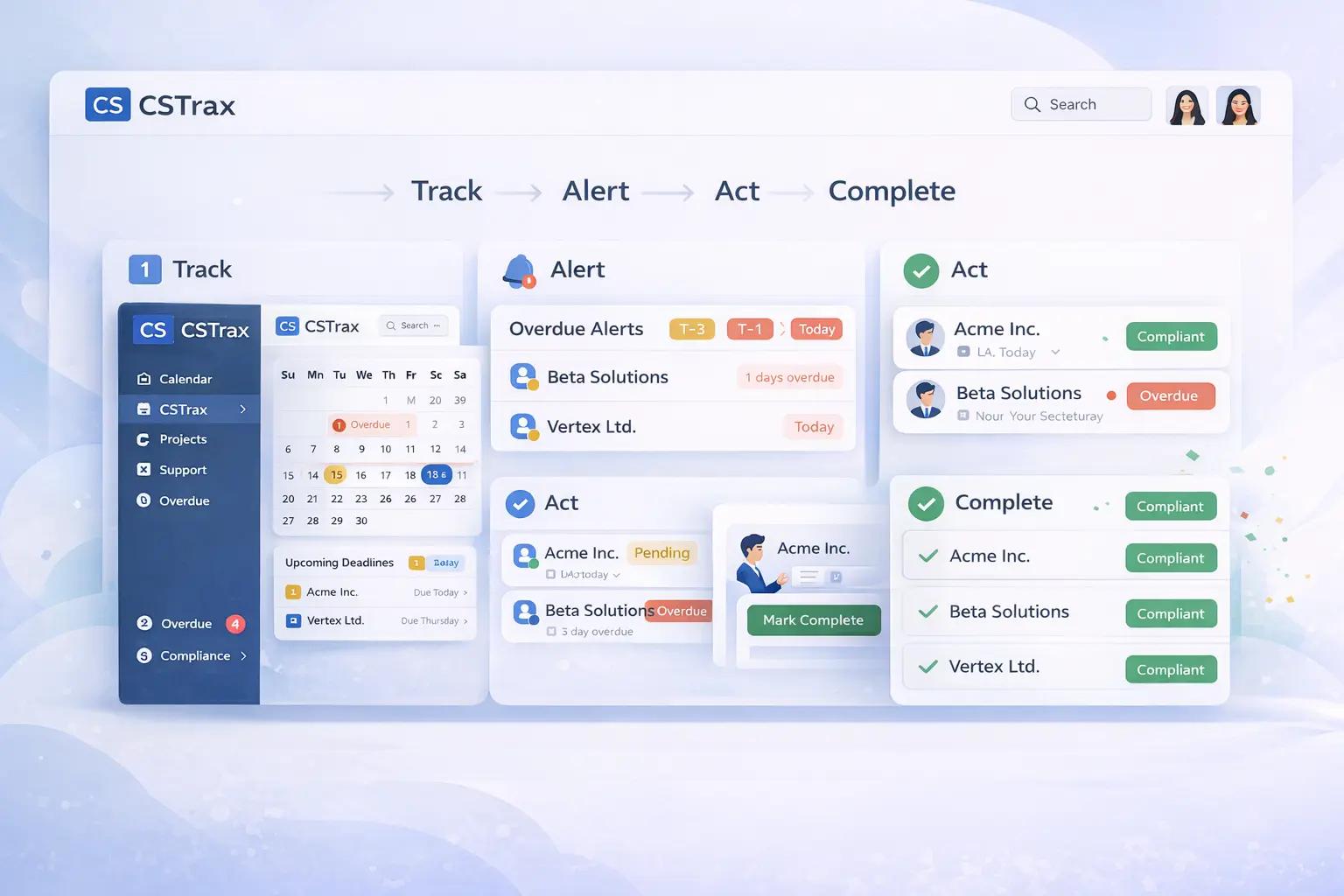 Compliance Deadline Tracking Software for CS Firms workflow